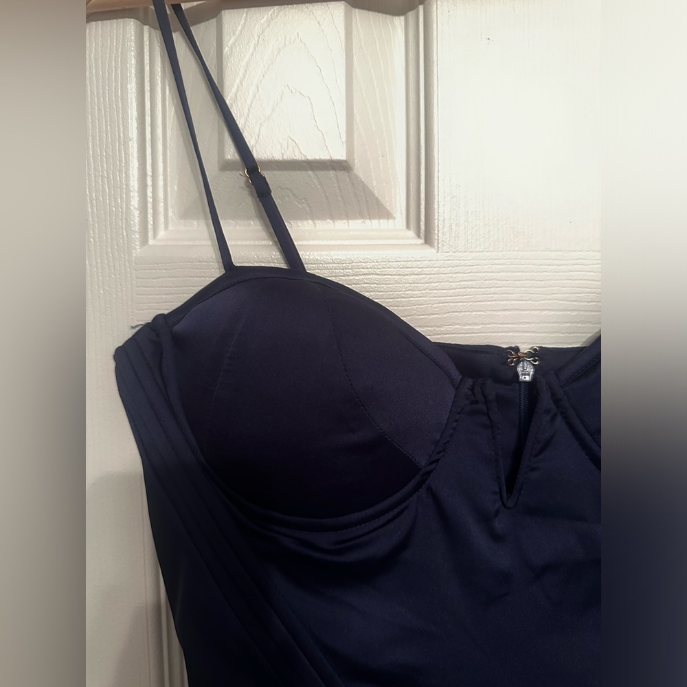 Oh Polly Navy satin corset dress - Picture 10 of 13